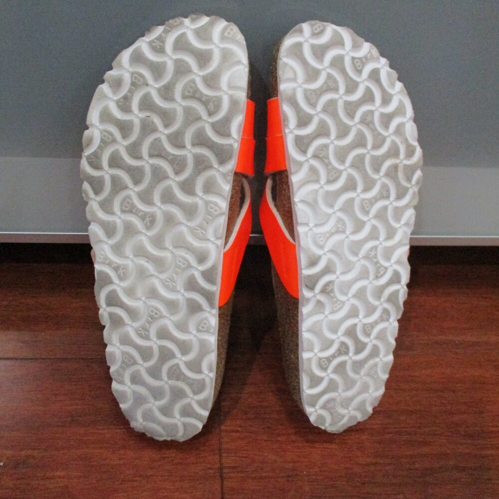 Birkenstock Orange Patent White Buckle Sandals - Picture 9 of 11